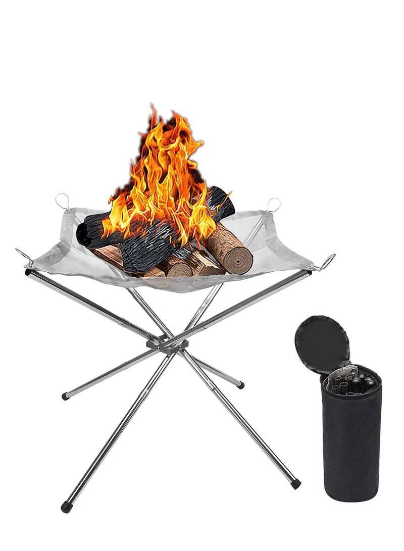 Loquat Portable Fire Pit Outdoor Camping Fire Pit Foldable Steel Mesh Fire Pits Fireplace - Image 1