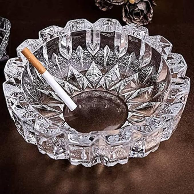 EVOOKA Glass Ashtray, 1 Round Glass Ash Tray, Ash Trays for Smoking for Home, Ashtray for Cigarette Stylish, Ashtray for Home, Car Ashtray - Image 1
