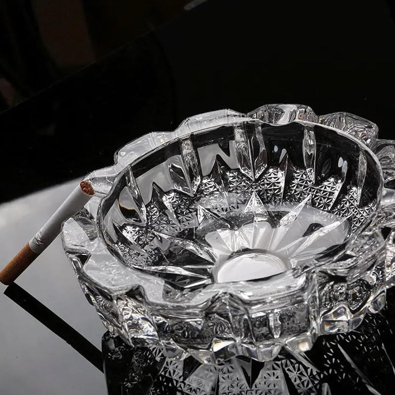 EVOOKA Glass Ashtray, 1 Round Glass Ash Tray, Ash Trays for Smoking for Home, Ashtray for Cigarette Stylish, Ashtray for Home, Car Ashtray - Image 3