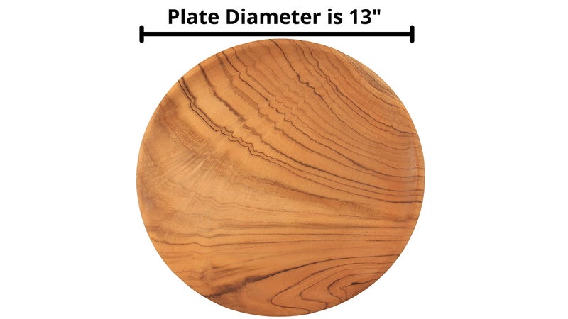 ANDALUCA Hand Crafted Rustic Teak Wood Charger Plate for Serving, Kitchen, Dining 13" Diameter - Image 3