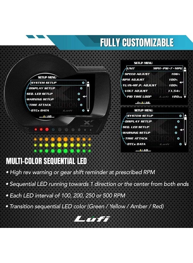 Lufi Lufi XF OBD2 Gauge Display, Multi-Data Monitor, Head Up Display, Highly Customizable, Fast Response [for Cars 2007 and After] - Image 5