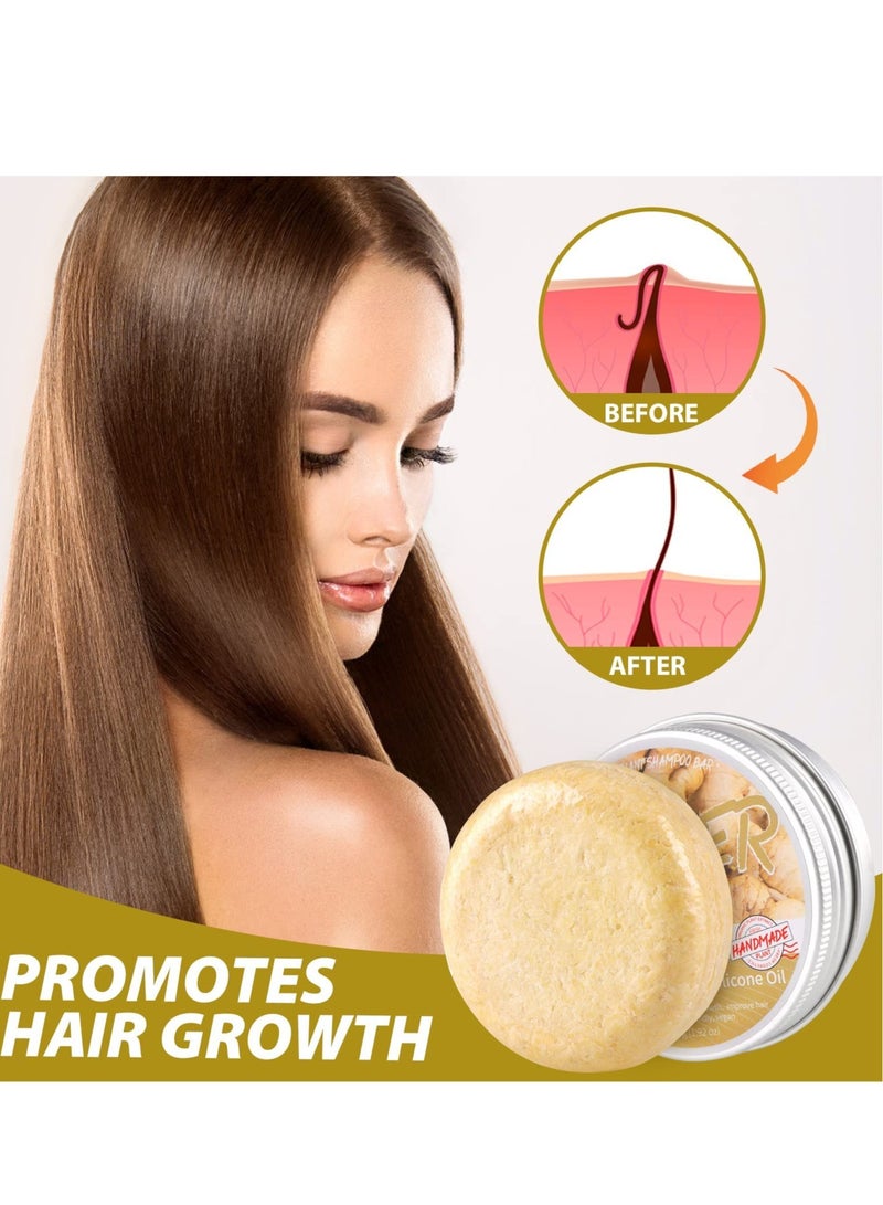 Ginger Infused Hair Regrowth Shampoo Bar - 2 Pack, Natural Anti-Dandruff & Hair Loss Treatment, Boosts Hair Growth for All Hair Types - Image 3