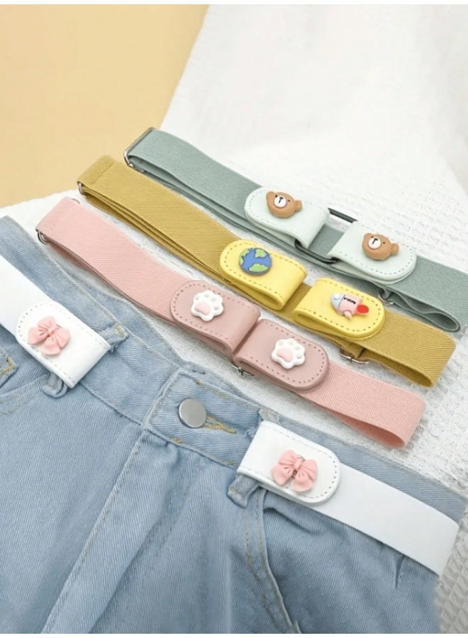 Elastic Belt Pink with Cute Paw Design – Adjustable Pink Stretch Belt for Girls & Toddlers – Comfortable Waist Belt for Dresses, Jeans & School Outfits - Image 3