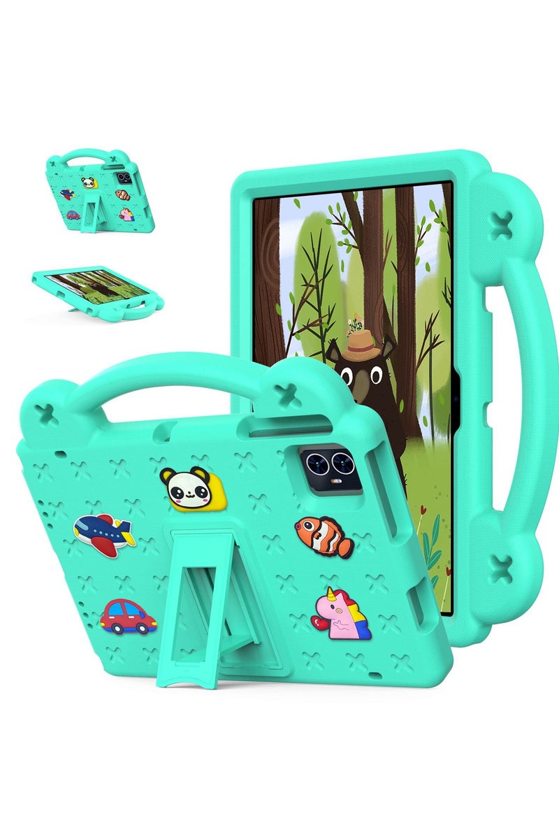 عام غطاء واقي ضد الأطفال متوافق مع جهاز T-Mobile Revvl Tab 2 (2025) - حافظة لوحية متينة من مادة EVA المضادة للصدمات، مع حامل قائم وحماية مضاعفة ضد الصدمات.
