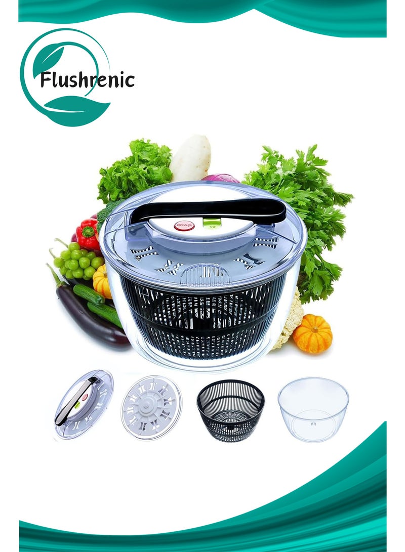 Flushrenic Salad Spinner,Fruit Washer,Vegetable Dryer,Lettuce Spinner,Salad Dryer for Washing, Spinning, and Draining Greens,with Bowl and Mesh Basket - Image 1