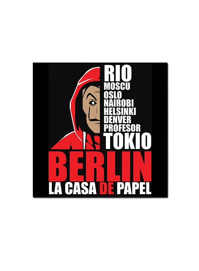 RYN La Casa De Papel Wall Art Painting White/Red/Black 30 x 30centimeter - Image 1