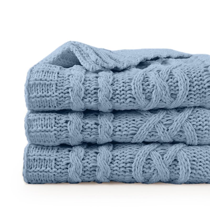 Battilo Bluish Grey Throw Blanket for Couch,51"x67", Super Soft Warm Cozy Chenille Knit Blankets for Bed, Sofa, Chair, Gift, Texture Decorative Boho Blanket for Living Room (Dusty Blue) - Image 2