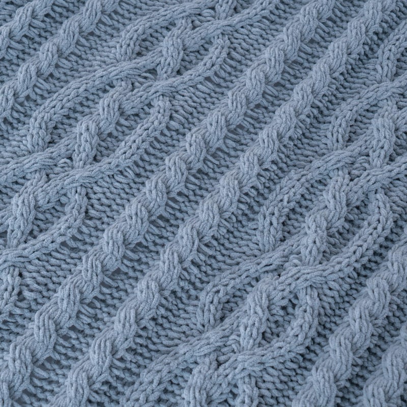 Battilo Bluish Grey Throw Blanket for Couch,51"x67", Super Soft Warm Cozy Chenille Knit Blankets for Bed, Sofa, Chair, Gift, Texture Decorative Boho Blanket for Living Room (Dusty Blue) - Image 5