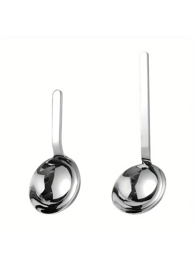 Large Bowl Spoon Short Handle Long Handle Thickened Stainless Steel Serving Spoon - Image 5