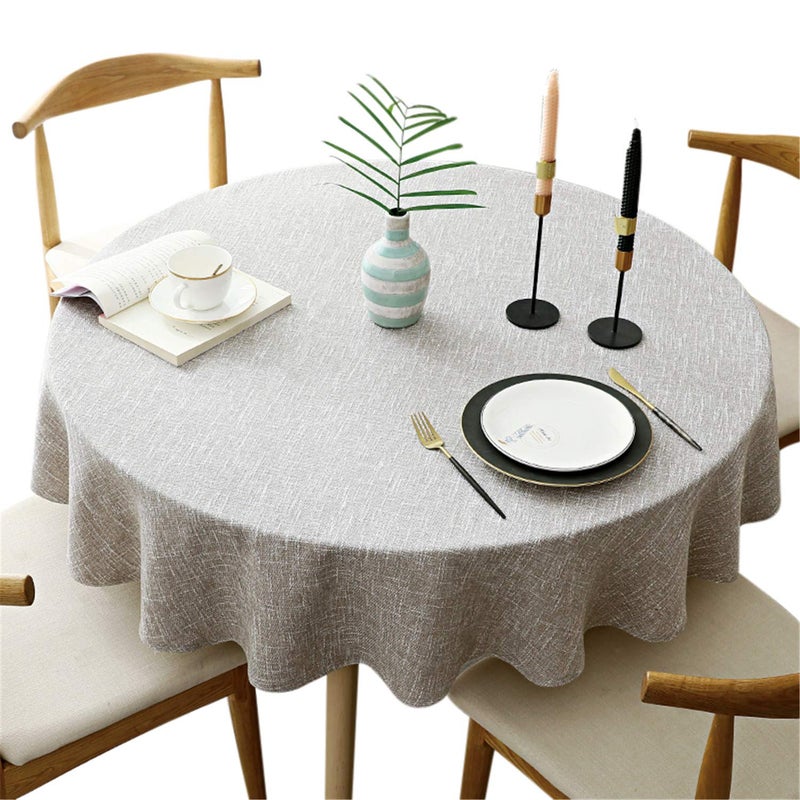 Fhberni Heavy Weight Round Tablecloth Decorative Solid Color Table Cover Cotton Linen Table Cloth for Kitchen Dining Home Tabletop Decoration Tan Round  70