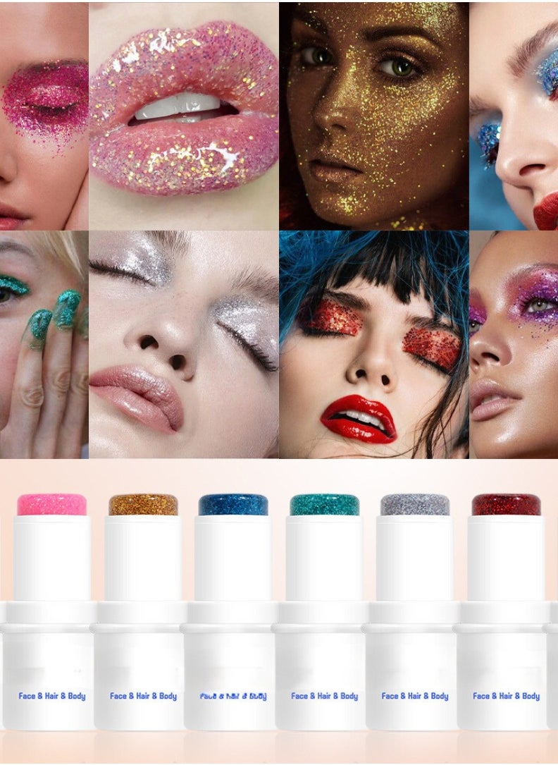 Mei Lifestyle Mermaid Sequins Chunky Glitter Gel Stick Festival Liquid Eyeshadow & Body Glitter for Women & Girls  - Image 2