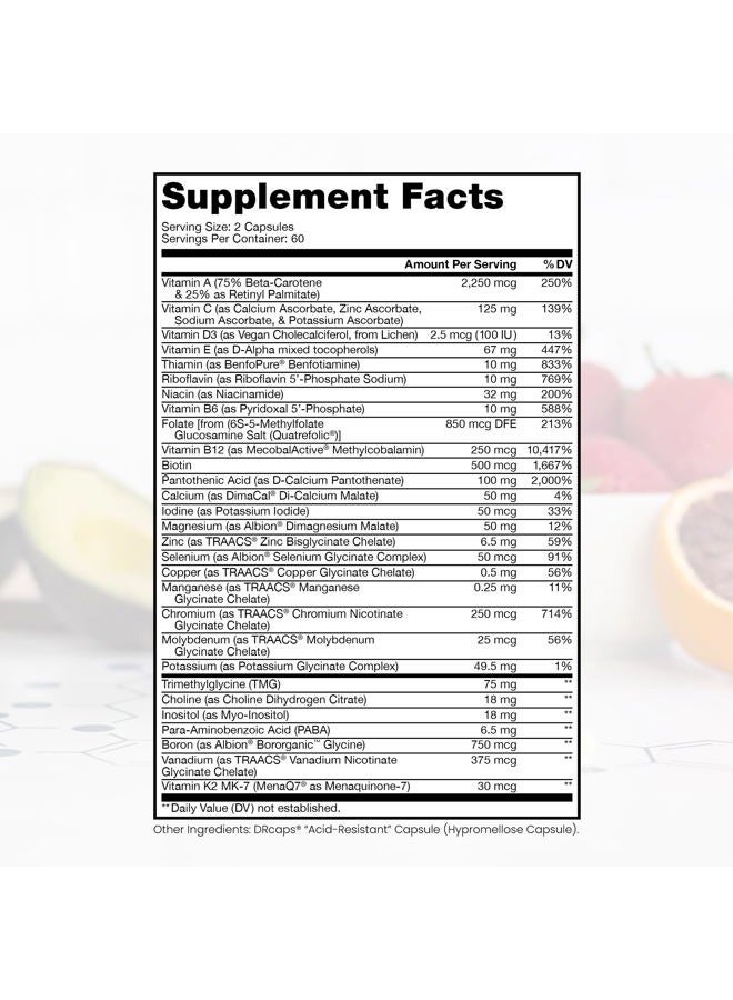 Pure Therapro Rx Methyl Multi Without Iron Methylated Multivitamin for Men & Women, 60-Day Supply | Methyl B12 & Methylfolate (5-MTHF) for MTHFR Support | Pharma Grade Multivitamin & Multimineral For Health, 120 Caps - Image 2