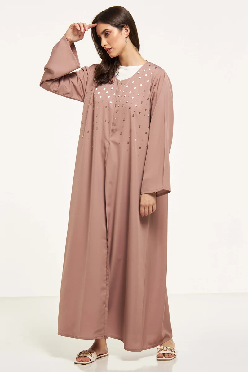 Moistreet Embellished Flared Sleeve Abaya