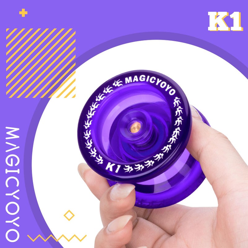MAGICYOYO K1 Pack of 2 Yoyos for Kids  Responsive YoYos with 2 Yoyo Sacks 12 Strings and 2 Yo-Yo Gloves Gift ( Dark Blue & Purple) - Image 5