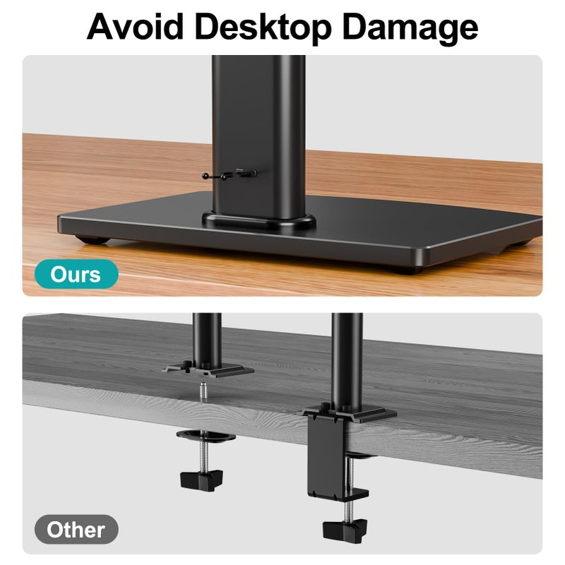 MOUNT PRO Single Monitor Stand Fits Max 32 inch Screen, Free-Standing Computer Desk Stand, Display Mount with Height Adjustable, Swivel, Tilt, Rotation, VESA Monitor Stand 100x100 - Image 5