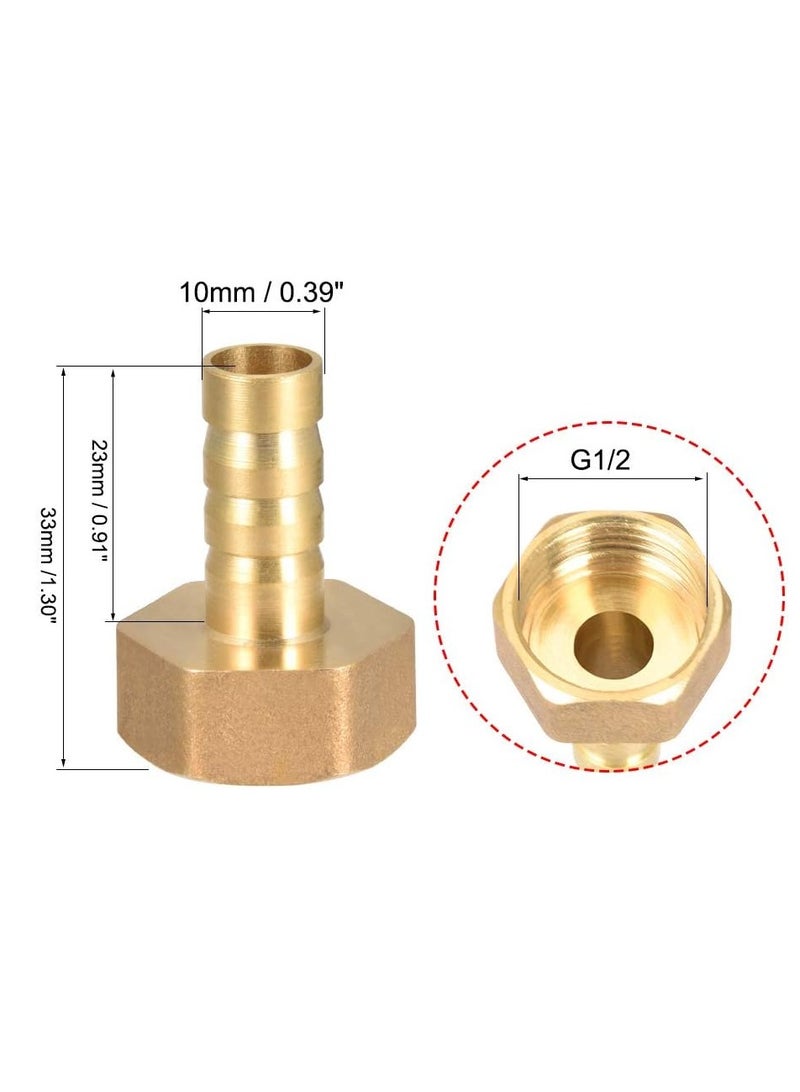 Sourcing Map 10mm G1/2 Female Thread Brass Hose Fitting, 2 Pack - Image 2