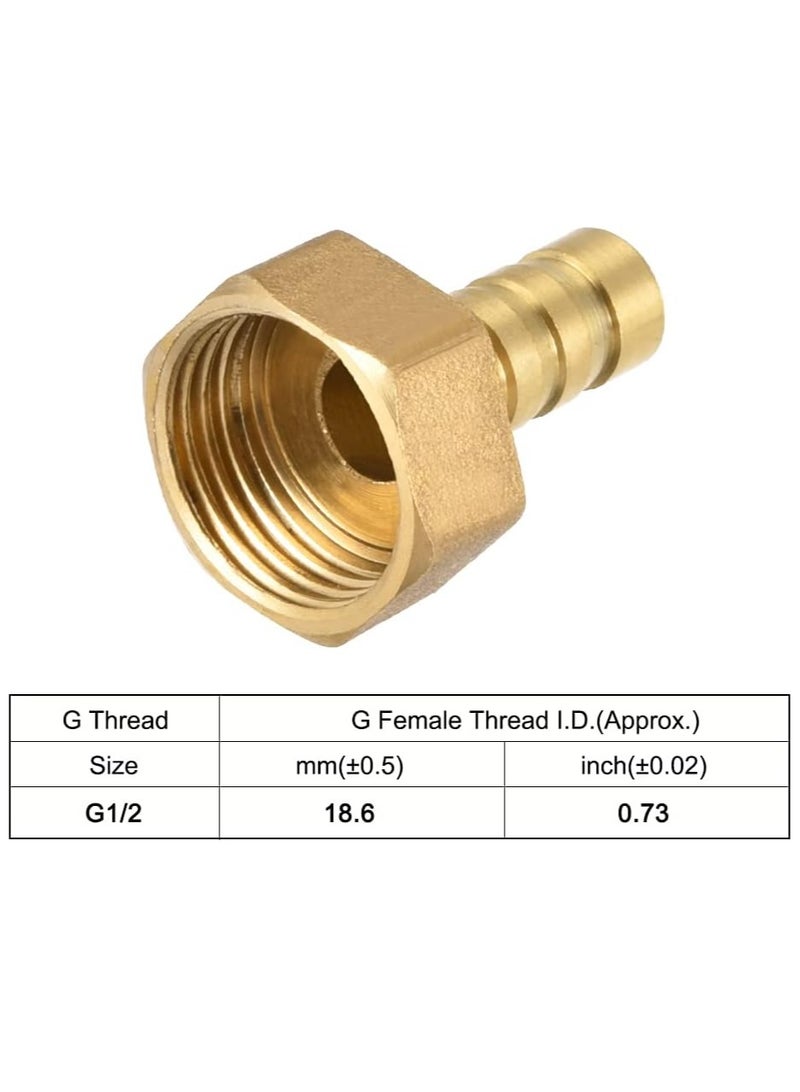 Sourcing Map 10mm G1/2 Female Thread Brass Hose Fitting, 2 Pack - Image 3