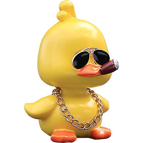 wonuu Cute Yellow Duck Car Ornaments Cool Duck Car Dashboard Decorations Shaking Head Doll - Image 1