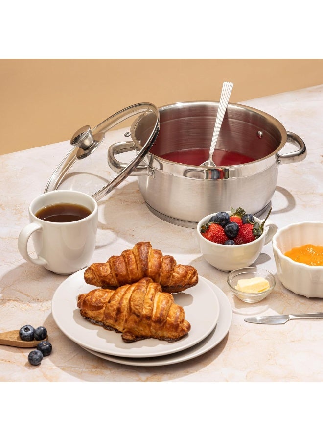 VINOD وعاء صلصة من الفولاذ المقاوم للصدأ بتصميم مزدوج اللون مع غطاء زجاجي - 26 سم، 7.2 لتر - Image 2