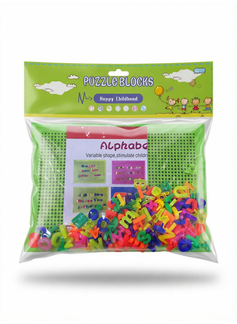 Kids' Educational Puzzle Blocks Set: Alphabet & Numbers Pegboard Toy for Early Learning & Skill Development - Image 1