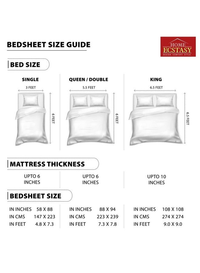 Home Ecstasy شراشف سرير كينج من هوم إكستاسي 100% قطن مع 2 غطاء وسادة - (الحجم 100 × 108 بوصة، 300 TC، اللون - أزرق) - Image 5