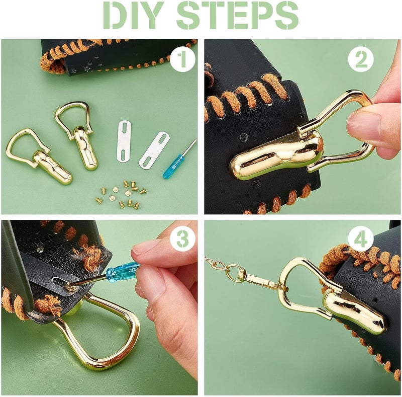 كلاراكو مجموعة من 6 قطع من مسامير الأزرار المسطحة من كلاركو، مشبك تعليق المحفظة، مشبك حلقة على شكل حرف D، مشبك أدوات لصنع الحقائب، مسمار معدني، مسمار، مشبك جانبي لحقيبة اليد، موصلات، أبازيم لأعمال يدوية جلدية، أحزمة، إصلاحات حقائب اليد - Image 2