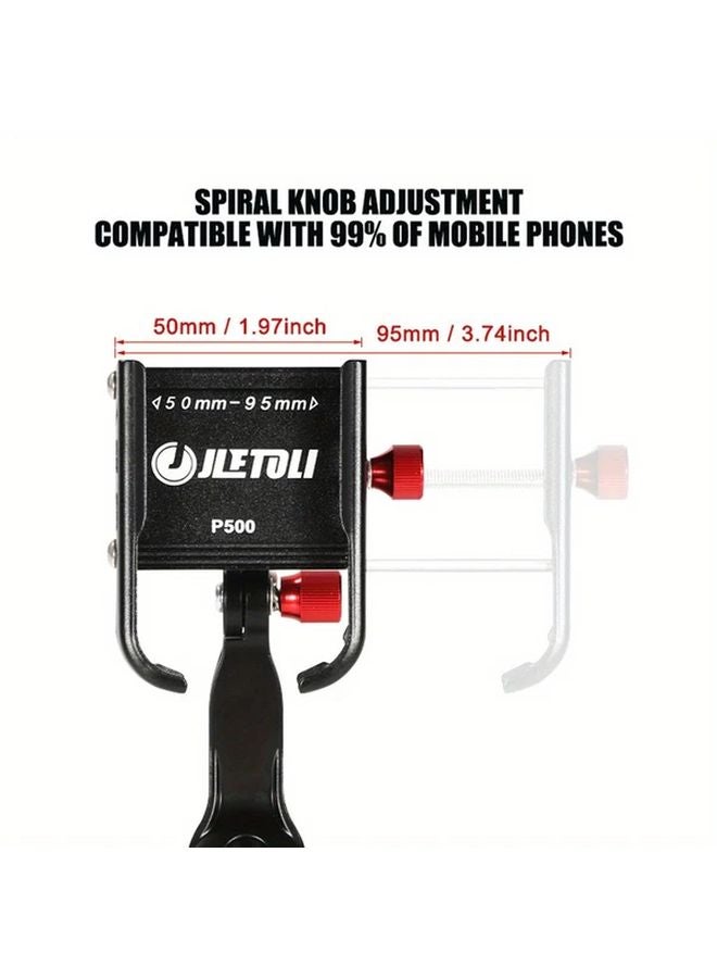 P500 Aluminum Alloy Bike Phone Holder 270 Degree Adjustable Anti Slip Mount - Image 4