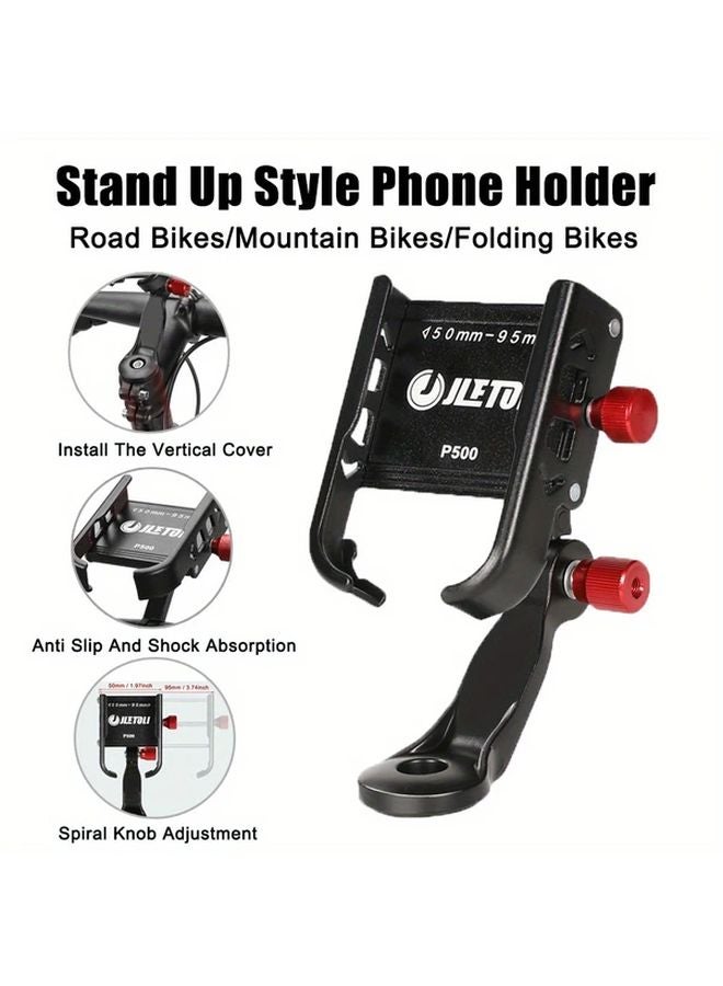 P500 Aluminum Alloy Bike Phone Holder 270 Degree Adjustable Anti Slip Mount - Image 3