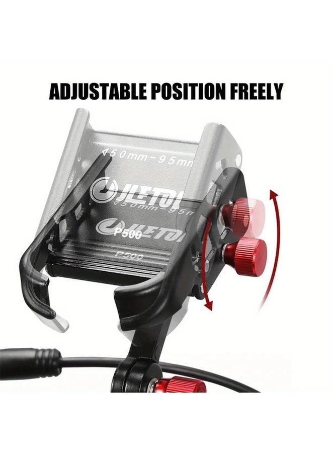P500 Aluminum Alloy Bike Phone Holder 270 Degree Adjustable Anti Slip Mount - Image 5