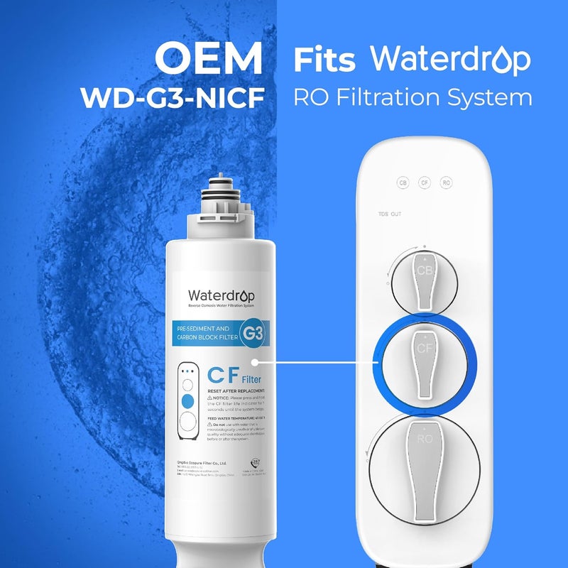Waterdrop WD-G3-CF Filter, Replacement for WD-G3-W, WD-G3P600 and WD-G3P800-W Reverse Osmosis System, 6-Month Lifetime - Image 5
