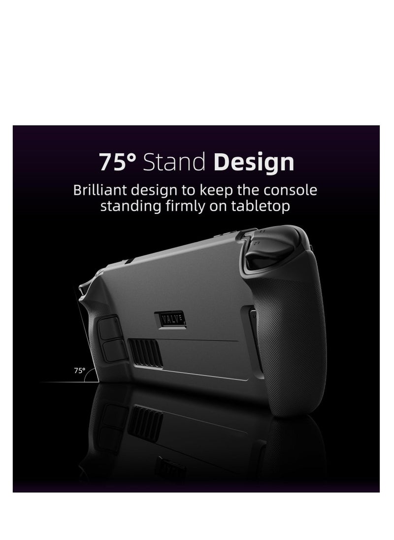 GripCase SD for Steam Deck, Shockproof, A Soft Protective Case with Textured Grips Full Protection and Stand, Shock-Absorption Non-Slip and Anti-Scratch Cover Design - Coyote Gray - Image 4