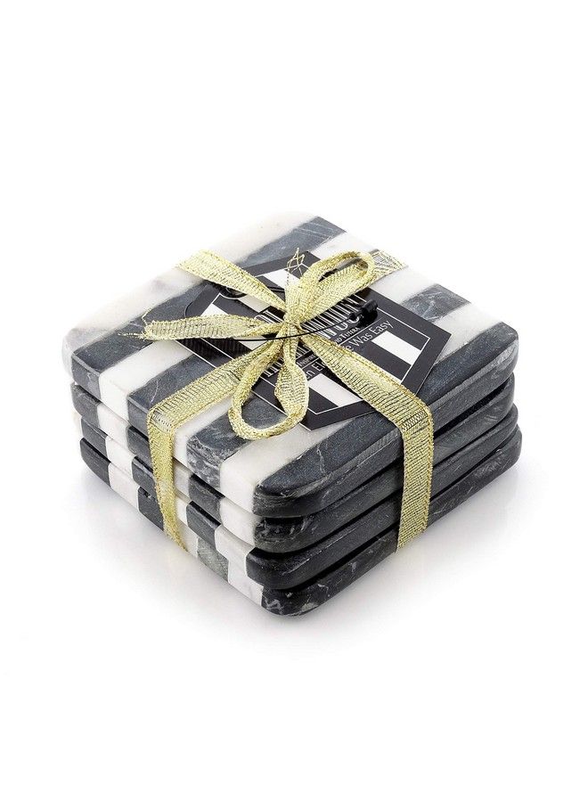 Thirstystone Ceramic Square Coaster Set Nonslip Cork Backing Drink Absorbent & Protects Table Home Accessories Hollywood B&W (Set Of 4) Multicolor Nmch004 - Image 3