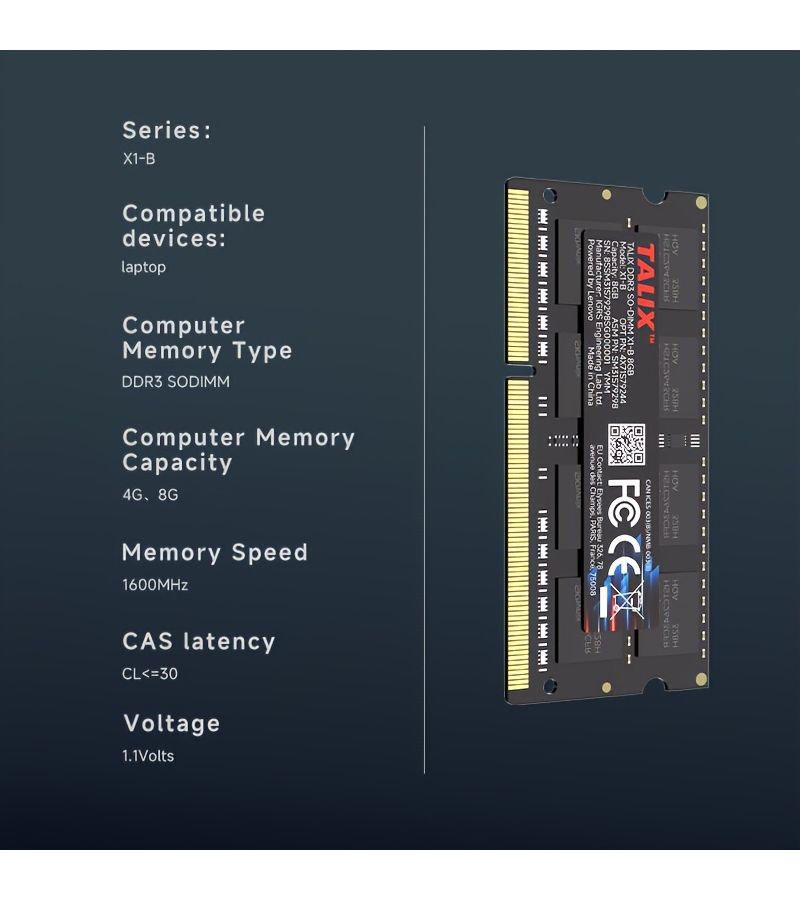 وحدة ذاكرة وصول عشوائي (RAM) محمولة من نوع DDR3 بسعة 4 جيجابايت وسرعة 1600 ميجاهرتز، مصممة لمنصات إنتل لترقية الذاكرة بسرعة عالية. - Image 3