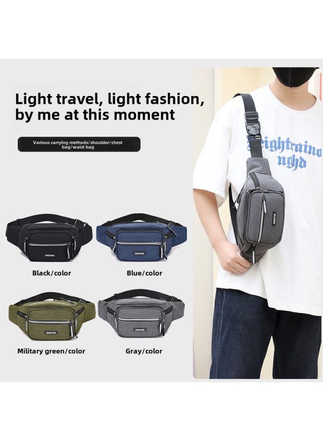 Generic Men's Large Capacity Casual Sports Travel Chest Bag Wallet Crossbody Backpack Multi-use Single Shoulder OxFord Cloth Waterproof Wear-resistant-Color:Dark Blue  - Image 2