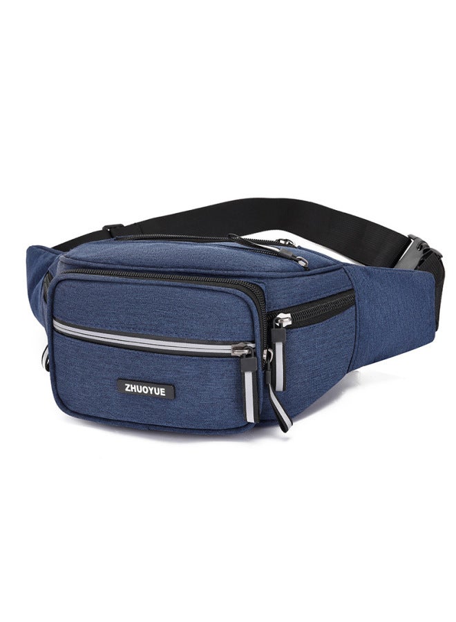 Generic Men's Large Capacity Casual Sports Travel Chest Bag Wallet Crossbody Backpack Multi-use Single Shoulder OxFord Cloth Waterproof Wear-resistant-Color:Dark Blue  - Image 5