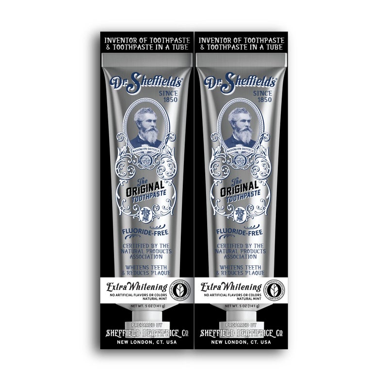 Dr. Sheffield's Dr. Sheffieldâ€™s Certified Natural Toothpaste (Extra-Whitening) - Great Tasting, Fluoride Free Toothpaste/Freshen Your Breath, Whiten Your Teeth, Reduce Plaque (2-Pack) - Image 1