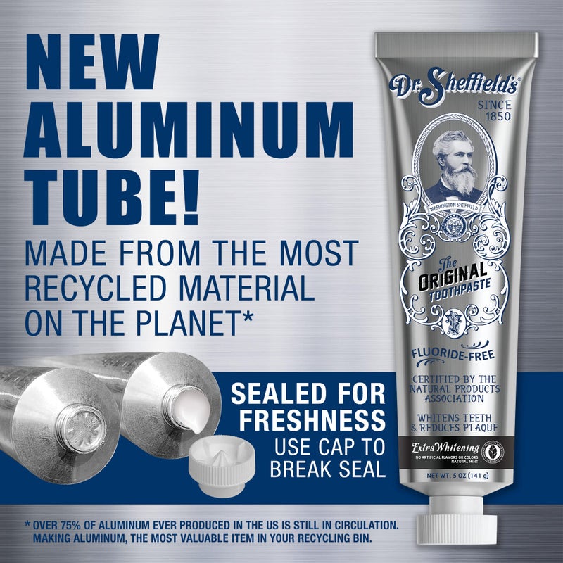 Dr. Sheffield's Dr. Sheffieldâ€™s Certified Natural Toothpaste (Extra-Whitening) - Great Tasting, Fluoride Free Toothpaste/Freshen Your Breath, Whiten Your Teeth, Reduce Plaque (2-Pack) - Image 3
