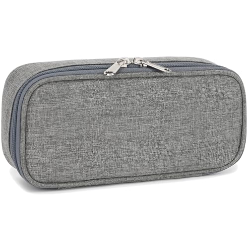 FlowFly Large Capacity Pencil Case for Kids, Boys & Girls – Zippered Multi-Functional Pen Pouch, Soft & Portable Pencil Bag for School, Teens, Students, Grey - Image 1