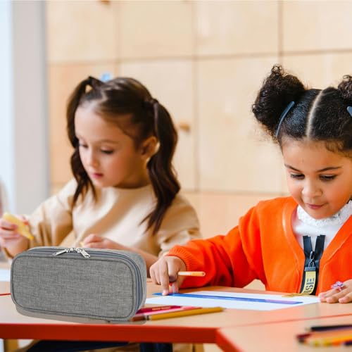 FlowFly Large Capacity Pencil Case for Kids, Boys & Girls – Zippered Multi-Functional Pen Pouch, Soft & Portable Pencil Bag for School, Teens, Students, Grey - Image 2