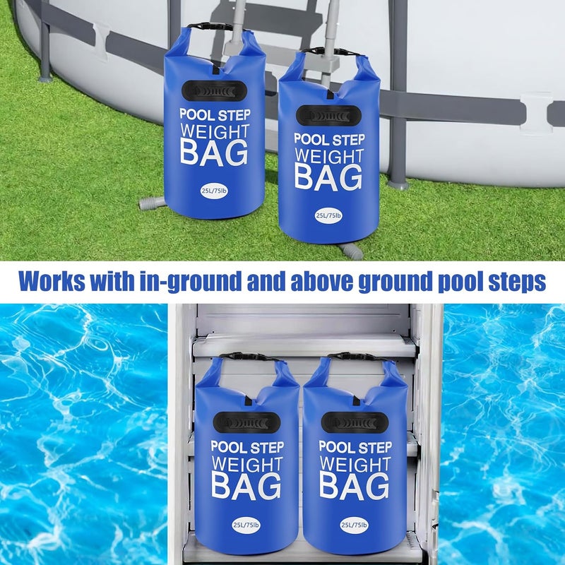 RGJ 2 Pack Universal Pool Step Weights, 25L/50LB No Breaken Pool Ladder Weights for Above Ground Pools, Waterproof Pool Sand Stair Weights for Pool Steps, Easy&Quick Fill Sand (Blue) - Image 4