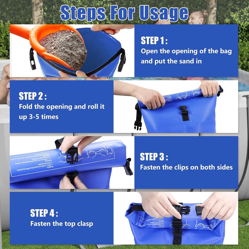 RGJ 2 Pack Universal Pool Step Weights, 25L/50LB No Breaken Pool Ladder Weights for Above Ground Pools, Waterproof Pool Sand Stair Weights for Pool Steps, Easy&Quick Fill Sand (Blue) - Image 5