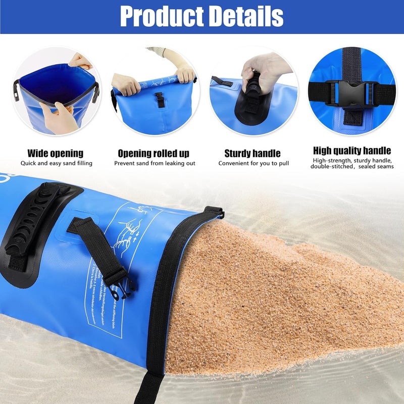 RGJ 2 Pack Universal Pool Step Weights, 25L/50LB No Breaken Pool Ladder Weights for Above Ground Pools, Waterproof Pool Sand Stair Weights for Pool Steps, Easy&Quick Fill Sand (Blue) - Image 3