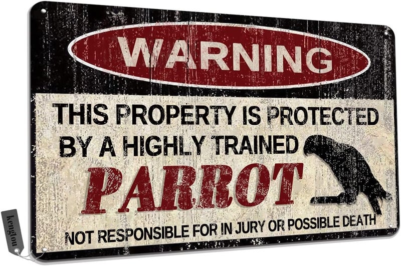 kengtou Vintage Parrot Warning Metal Sign - Image 1