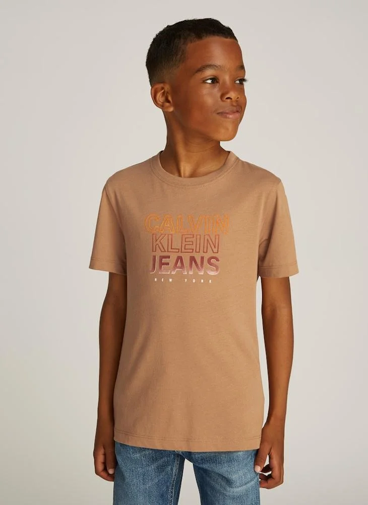 كالفن كلاين جينز Kids Gradient Flock Logo T-Shirt