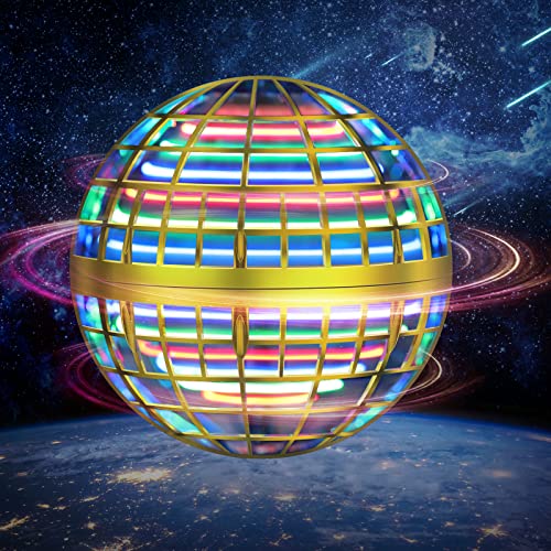 LEMATRIX Flying Orb Ball Toy Hover Ball Boomerang Fly Fidget Spinner Cool Toys Gifts for 6 7 8 9 10 11 12 Years Old boy Girls Teens Hand Mini Drone Cosmic Globe Indoor Outdoor ToysGolden - Image 1