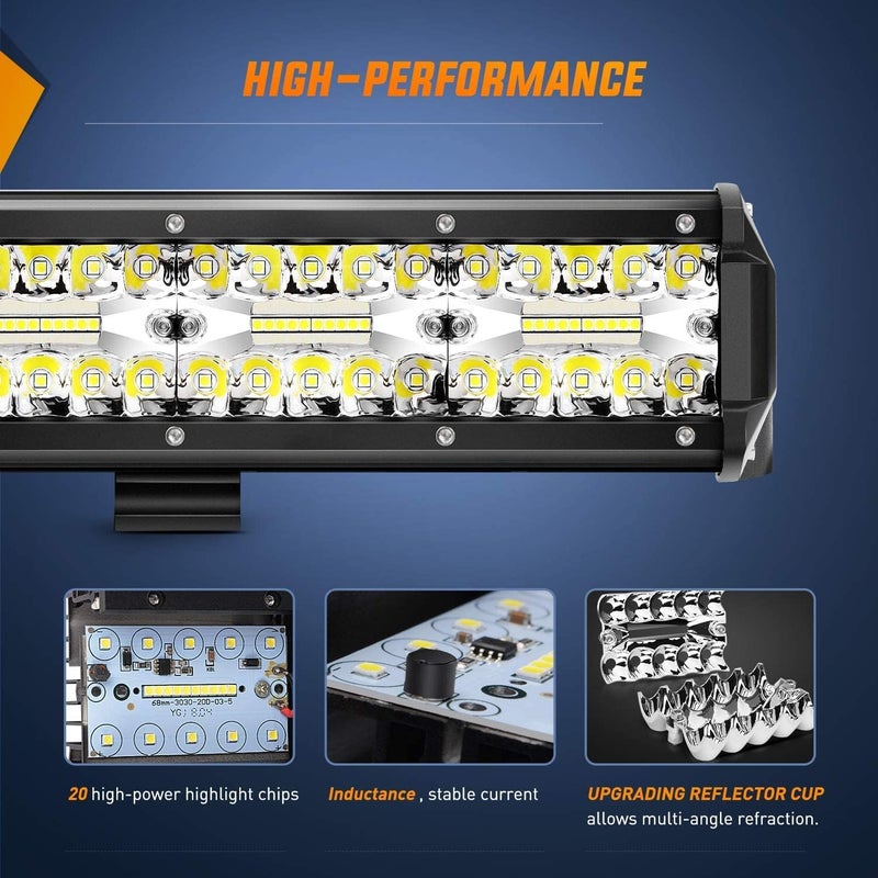 Nilight نيلايت شريط إضاءة LED بطول 20 بوصة و420 واط مع مجموعة أسلاك ومفتاح صخري - Image 3