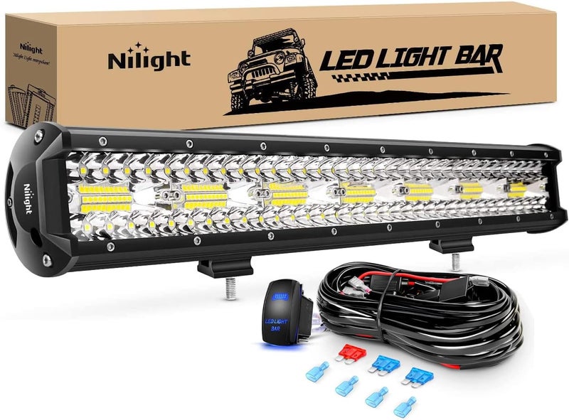 Nilight نيلايت شريط إضاءة LED بطول 20 بوصة و420 واط مع مجموعة أسلاك ومفتاح صخري - Image 1