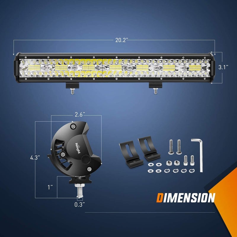 Nilight نيلايت شريط إضاءة LED بطول 20 بوصة و420 واط مع مجموعة أسلاك ومفتاح صخري - Image 2