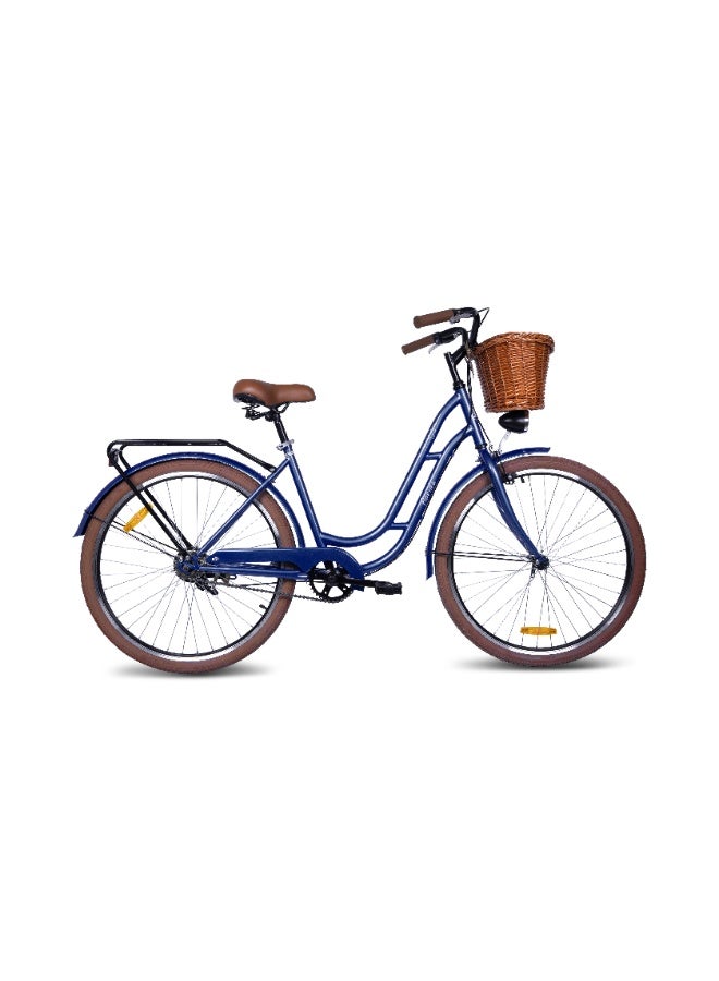 MOGOO Mogoo Florida Single Speed Cruiser Bike 26 Inch, Classic City-Bike, Steel Frame Road-Bike, Comfort Bike, Cycle-For-Men and Women, Unisex Bicycle Adult, Wicker Basket, Rear Carrier - Image 1