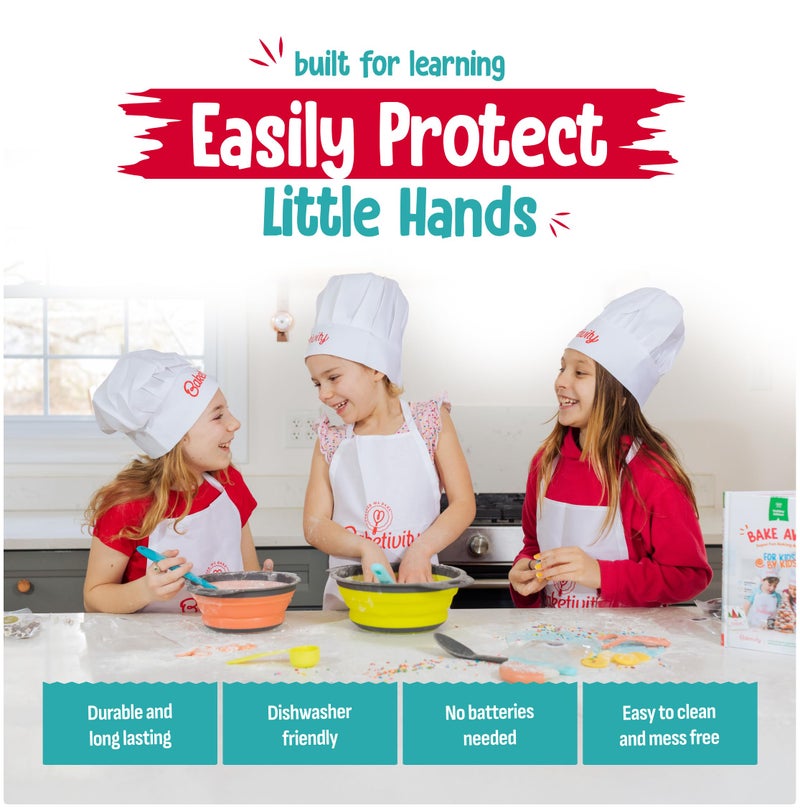 Baketivity Kids Cooking Set Real Utensils With Kitchen Tool Guide - Complete Junior Cooking Set Gift For Girls Or Boys With Mixing Bowls, Cutting Board, Knife, Apron - Kids Baking Set For Real Cooking - Image 5